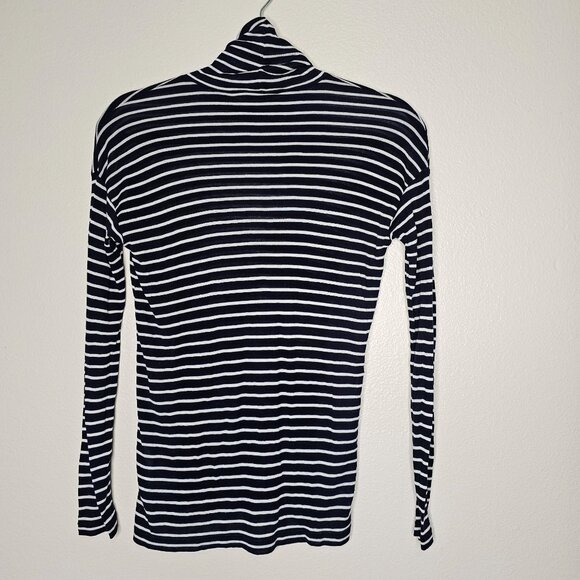 J Crew XXS White Blue Striped Turtleneck Cashmere Lightweight Nautical Fisherman - Picture 7 of 9